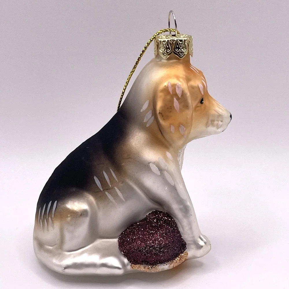 Beagle Dog with Slipper‎ Glass Glitter 3